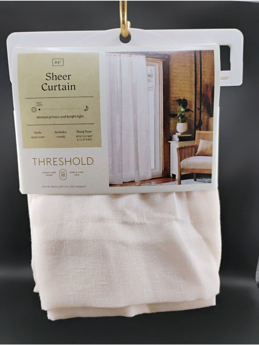 Threshold Sheer Curtain Panel 84" Light Filtering New Ivory